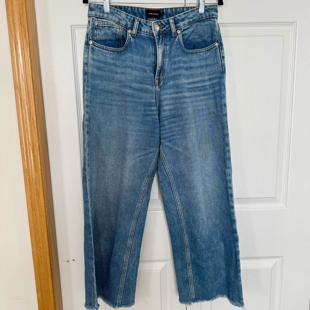 Frank and Oak Nina Jeans wide leg Cropped Blue Jeans light wash